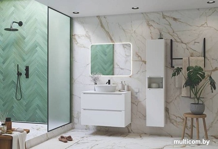 ЗОВ Тумба под умывальник со столешницей Эридан 80 (белый мат/белый)