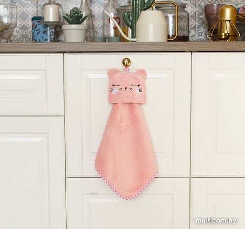 Полотенце Доляна Кошка 3751983 (розовый)