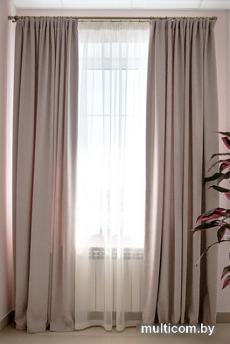 Комплект штор Decoretto Канвас базовый КСБ-K128 3.5x2.7 м (серый, 2 шт)
