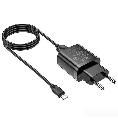Сетевое зарядное Borofone BA52A Lightning (черный)