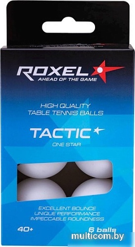 Мяч для настольного тенниса Roxel Tactic (белый, 1 звезда, 6 шт.)