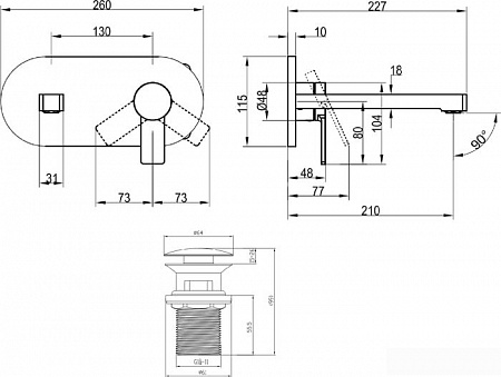 Смеситель Villeroy & Boch Architectura TVW103112110