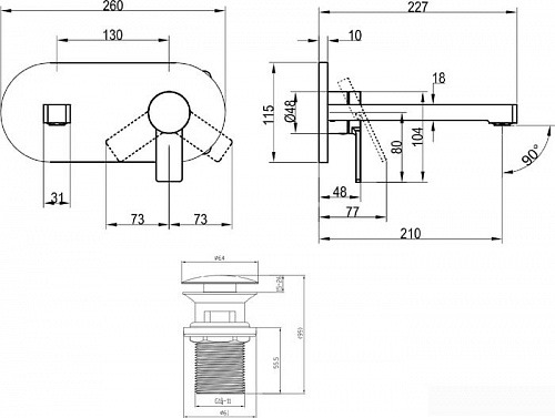 Смеситель Villeroy & Boch Architectura TVW103112110