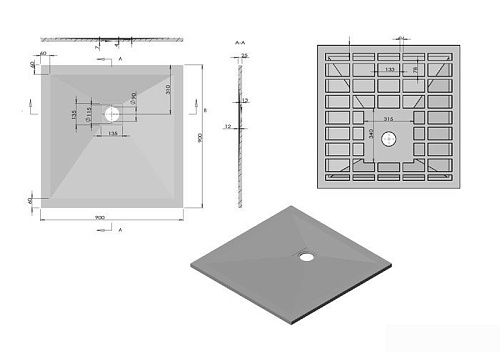 Душевой поддон Vincea VST-4SR9090G 90x90