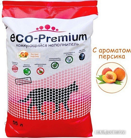 Наполнитель для туалета Eco-Premium с ароматом персика 55 л