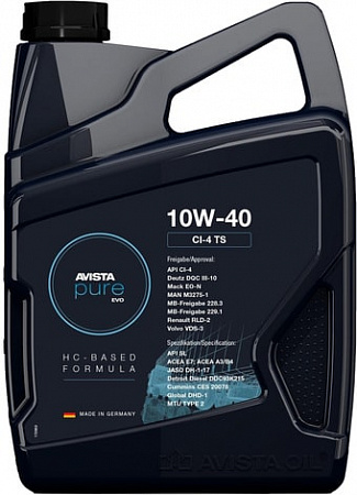 Моторное масло Avista pure EVO CI-4 TS 10W-40 5л