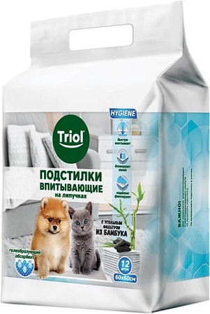 Одноразовая пеленка Triol с угольным фильтром на липучках 30551008 60x60 см (12 шт)