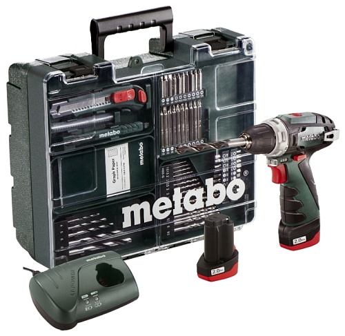 Дрель Metabo PowerMaxx BS Basic 2.0Ah x2 Case Set2