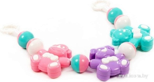 Погремушка Полесье Забавные зверята 24453 (розовый/сиреневый/бирюзовый)