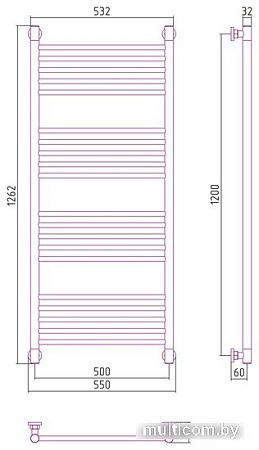 Полотенцесушитель Сунержа Богема+ прямая 1200х500 03-0220-1250