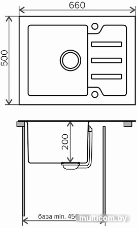 Кухонная мойка Tolero Ceramic glass TG-660 (черный)