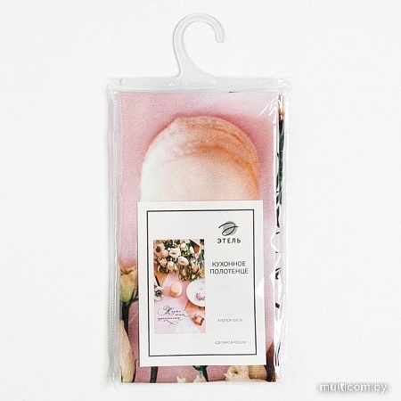 Полотенце Этель Пионы 4864340 (зеленый/розовый)