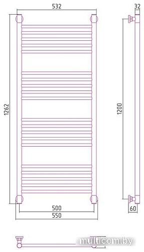 Полотенцесушитель Сунержа Богема+ прямая 1200х500 03-0220-1250
