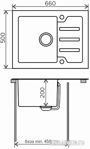 Кухонная мойка Tolero Ceramic glass TG-660 (черный)