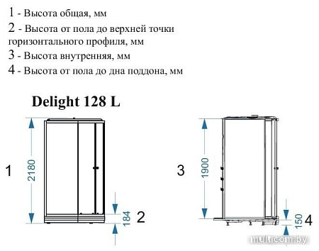 Душевая кабина Domani-Spa Delight 128 120x80 L с гидромассажем (черный/тонированное)