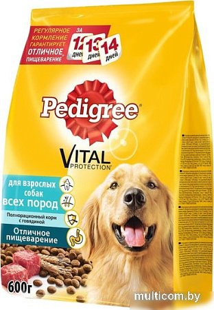 Корм для собак Pedigree для взрослых собак всех пород с говядиной 0.6 кг