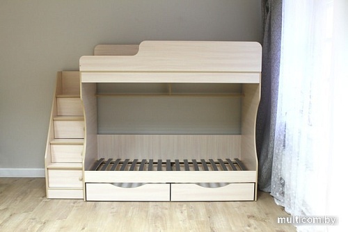 Двухъярусная кровать Красная звезда Р443 Капризун 6 180x80 (дуб млечный)