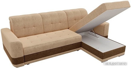 Угловой диван Mebelico Честер 61113 (правый, вельвет, бежевый/коричневый)