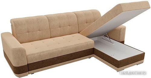 Угловой диван Mebelico Честер 61113 (правый, вельвет, бежевый/коричневый)
