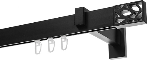 Карниз для штор Sundays Home Флэт Лайн Грид одинарный (черный матовый 3 м)