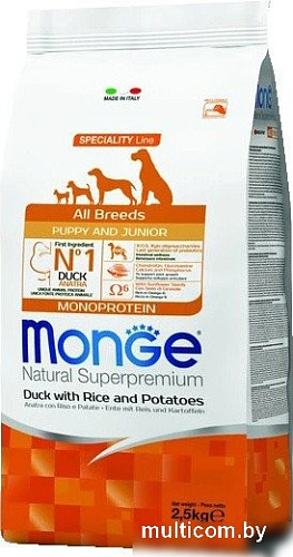 Сухой корм для собак Monge Speciality Line Monoprotein Puppy с уткой, рисом и картофелем (2.5 кг)