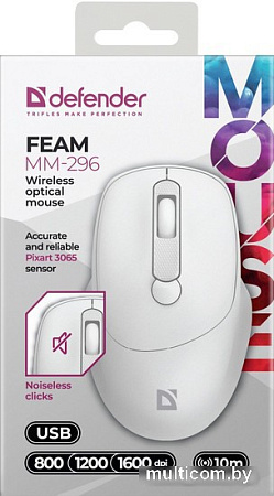 Мышь Defender Feam MM-296 (белый)