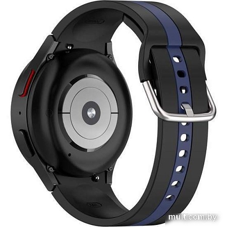 Ремешок Rumi Sport Line силиконовый для Samsung Galaxy Watch4/5 (20 мм, черный/синий)