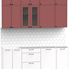 Готовая кухня Интермебель Лион-6 2.1м без столешницы (красная глазурь софт/белый софт)