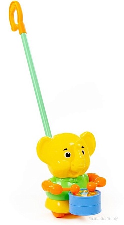 Развивающая игрушка Полесье Каталка Слоненок с ручкой 96661