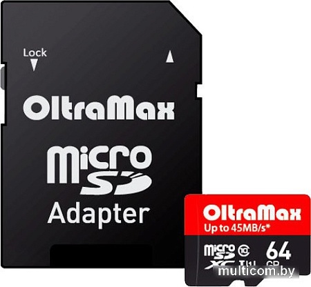 Карта памяти Oltramax Elite OM064GCSDXC10UHS-1-ElU1 microSDXC 64GB (с адаптером)