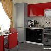 Кухня Кастанье Марта 1.5 (красный китайский глянец/черный глянец)