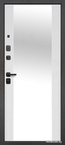 Металлическая дверь Guard Зеркало серебристый/белый матовый (86x205, левая)