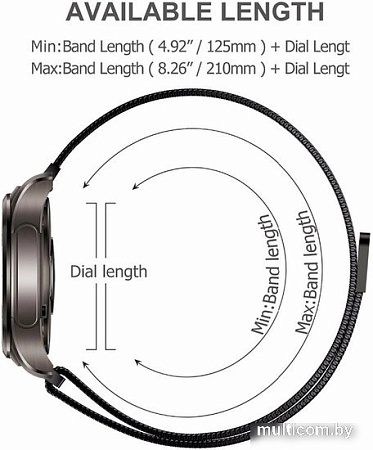 Браслет Rumi Milanese loop металлический 22 мм (серый)