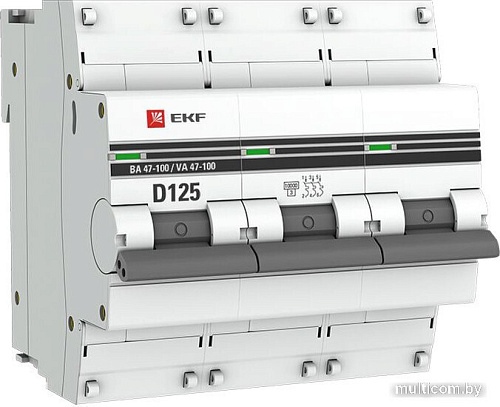 Выключатель автоматический EKF PROxima ВА 47-100 3P 125А (D) 10kA mcb47100-3-125D-pro