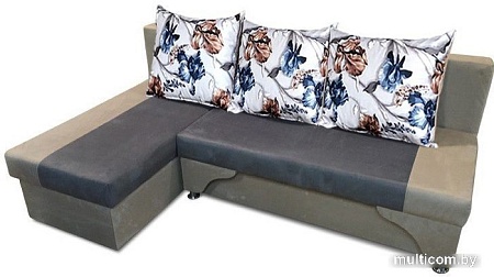 Угловой диван Асмана Лайт левый (ирис003/ирис грей/ирис крем)