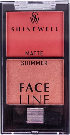 Румяна Shinewell двойные с матовым и шиммер эффектом №1