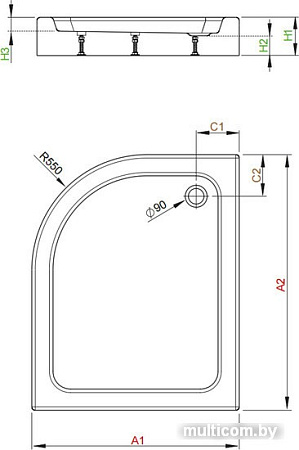 Душевой поддон Radaway Laros E Compact 100x80 (правый) [SLE81017-01R]