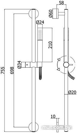 Душевой гарнитур Paffoni Life ZSAL135NO