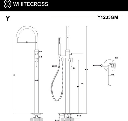 Смеситель Whitecross Y Y1233GM (оружейная сталь)