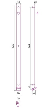Полотенцесушитель Сунержа Нюанс EU50+ 1545х50 032-0212-1545