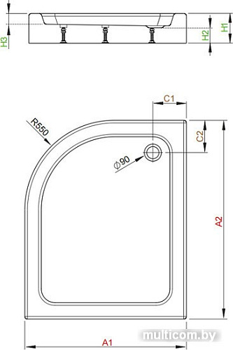 Душевой поддон Radaway Laros E Compact 100x80 (правый) [SLE81017-01R]