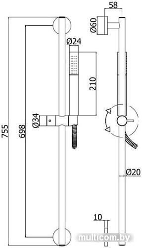 Душевой гарнитур Paffoni Life ZSAL135NO