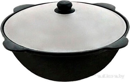 Казан Davr Metall Узбекский чугунный с крышкой, круглое дно (6 л)