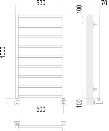Полотенцесушитель TERMINUS Контур П9 500x1000 (RAL 9005 черный матовый)