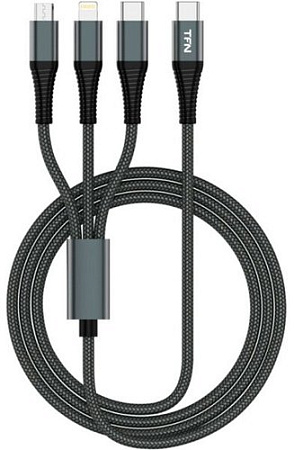 Кабель TFN TFN-C-3IN1-USBC-GR USB Type-A - USB Type-C/Lightning/microUSB (1.2 м, белый)
