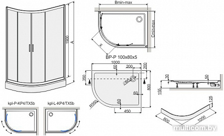 Душевой уголок Sanplast kpl-P-KP4/TX5b-90x120-S sbGY (правая)