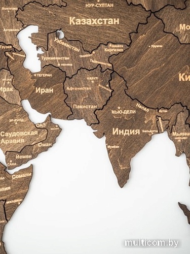 Пазл Woodary Карта мира L 3148 (3 уровня, venge)