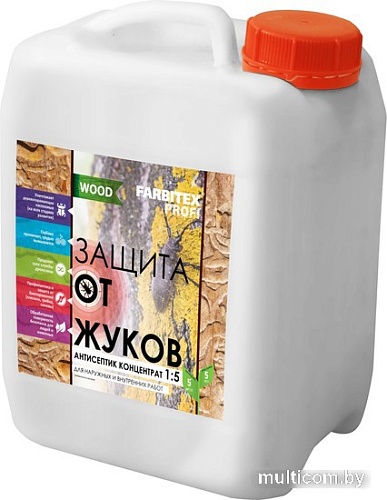 Антисептик Farbitex Profi Wood Защита от жуков концентрат 1:5 5 л