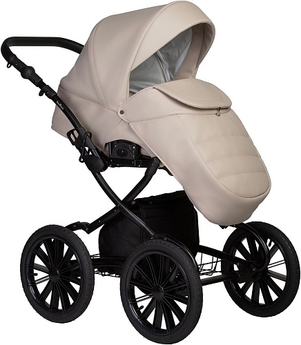 Универсальная коляска Indigo Mio ECO Plus 14" (2 в 1, 02/светло-бежевая кожа)