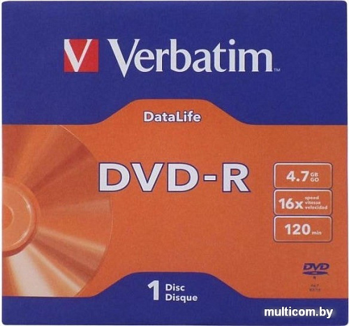 DVD-R диск Verbatim 4.7Gb 16x Verbatim DL в конверте 43844 1 шт.